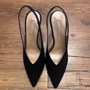 Aquazzura Rush 85 black suede slingback pumps, size 39! Brand-new!